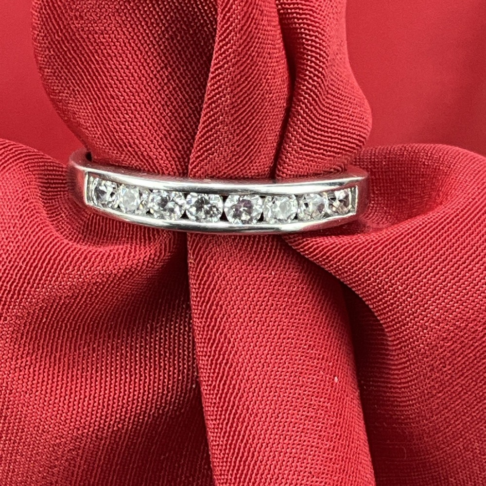 D'Joy 925 Sterling Silver Channel Diamonique Size 8 Ring Wedding